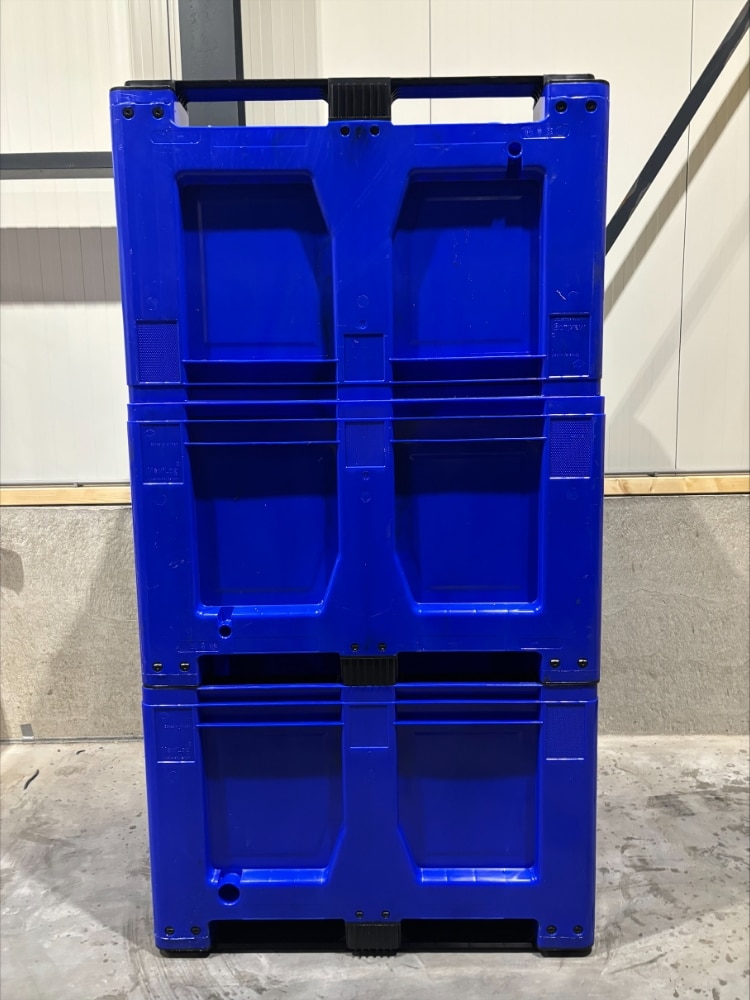 Palletdeal 4 stuks Palletbox kunststof, 1200x1000x760 mm - Nieuw - Donker Blauw