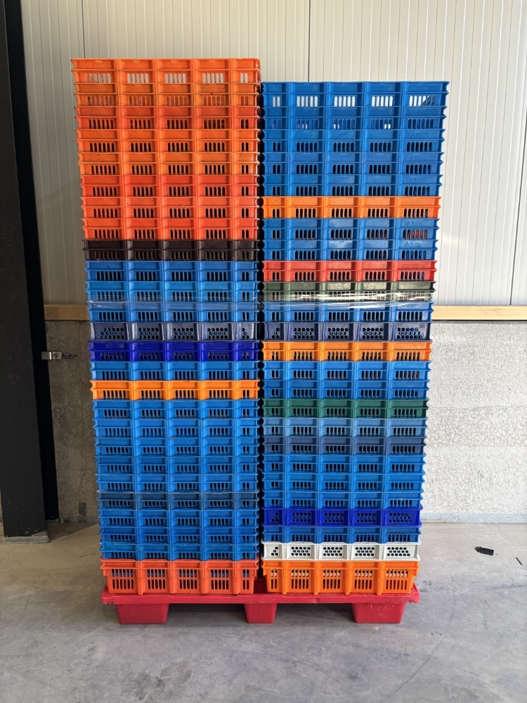Palletdeal 100 stuks Kunststof krat kipkrat vleeskrat 600x400 - Gebruikt - Bonte mix