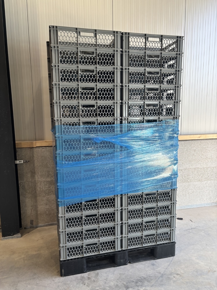 Palletdeal 56 stuks Kunststof stapelbare groente en fruitkrat 600x400 Grijs - Gebruikt