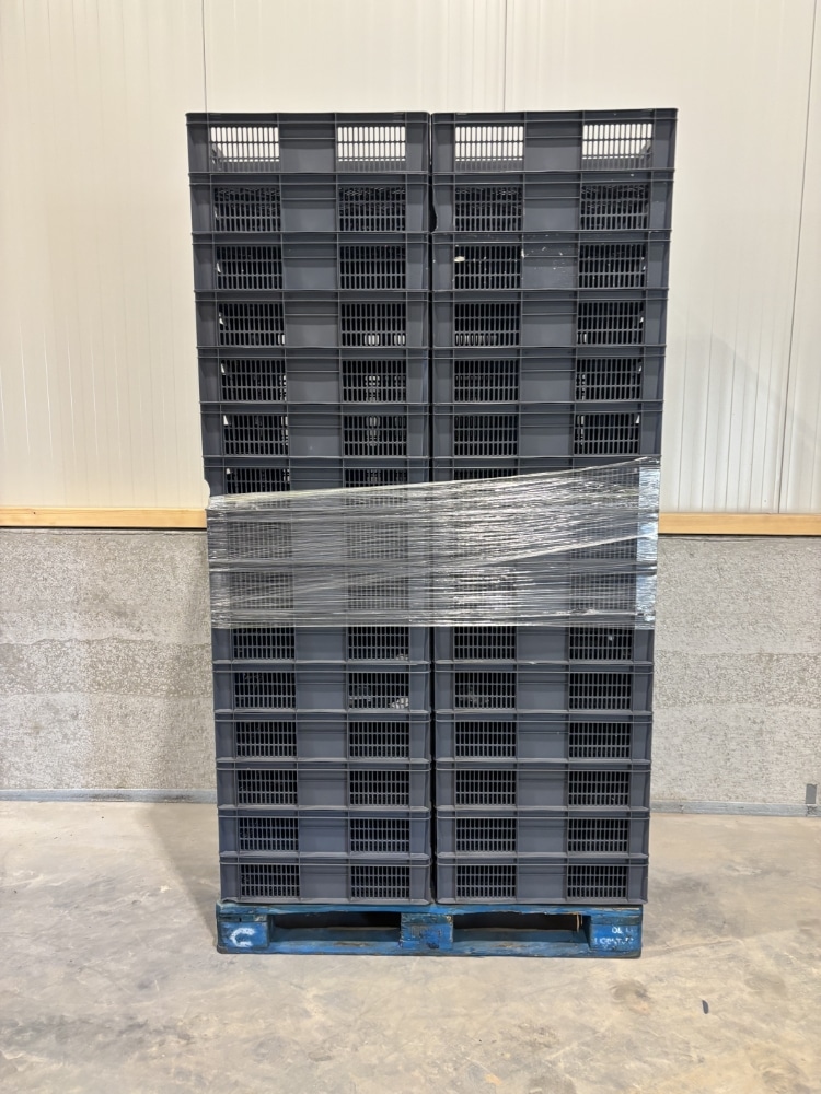 Palletdeal 60 stuks Kunststof stapelbak euronorm broodkrat 600x400 Grijs - Gebruikt