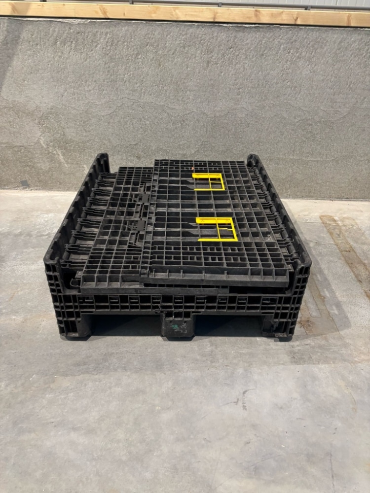 Palletdeal 5 stuks Heavy duty opklapbare Palletbox met sledes en deksel 1200x1000 - Gebruikt - Afbeelding 6