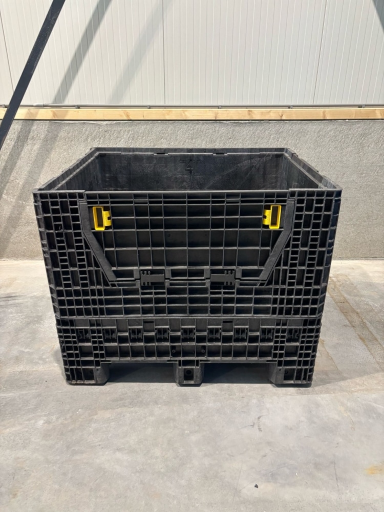 Heavy duty opklapbare Palletbox met sledes en deksel 1200x1000 - Gebruikt