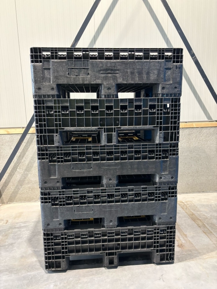 Palletdeal 5 stuks Heavy duty opklapbare Palletbox met sledes en deksel 1200x1000 - Gebruikt