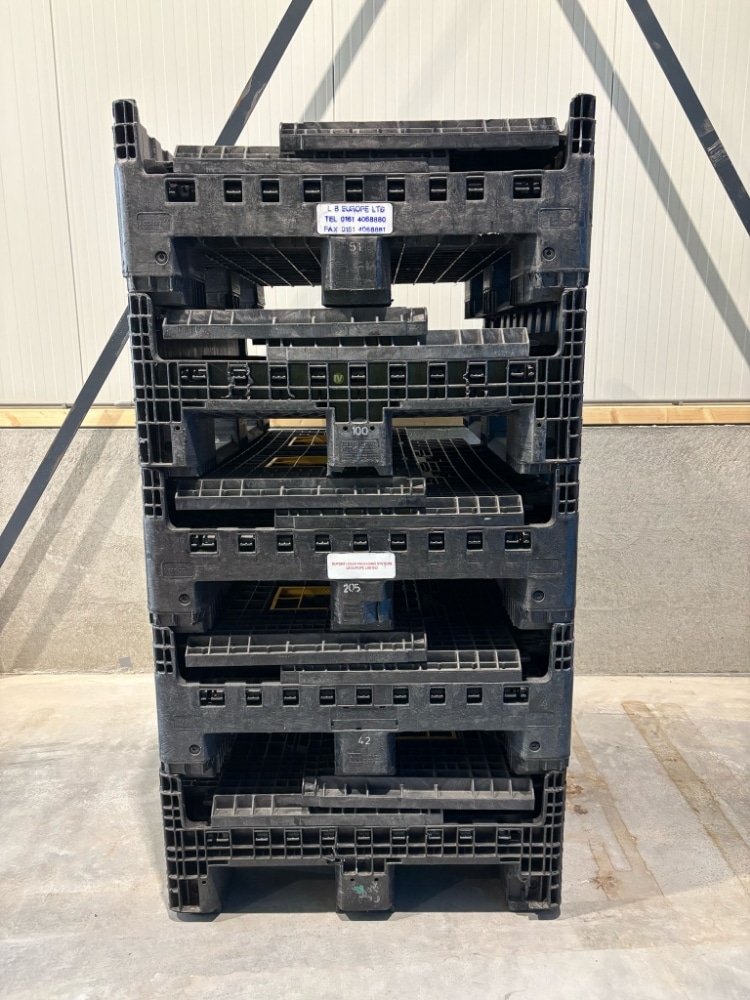 Palletdeal 5 stuks Heavy duty opklapbare Palletbox met sledes en deksel 1200x1000 - Gebruikt - Afbeelding 3