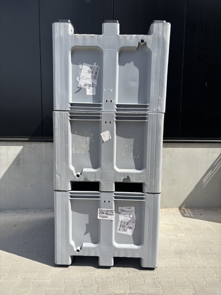 Palletdeal 4 stuks Palletbox kunststof, 1200x1000x760 mm - Gebruikt - Grijs