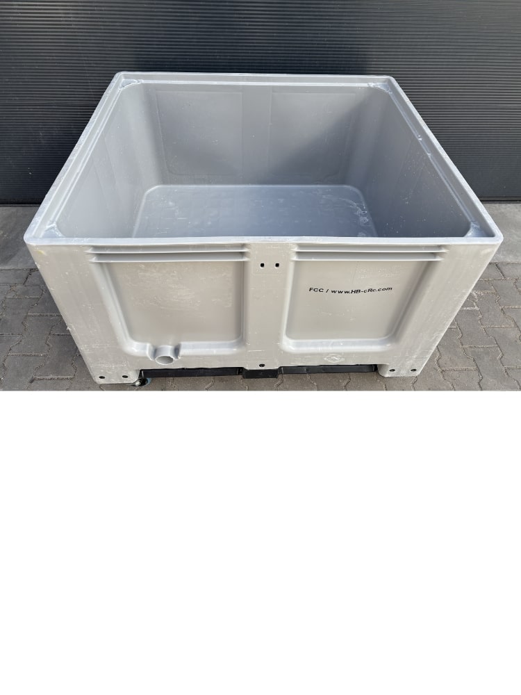 Palletbox kunststof op wielen, 1200x1000x950 mm - Gebruikt - Grijs - Afbeelding 3