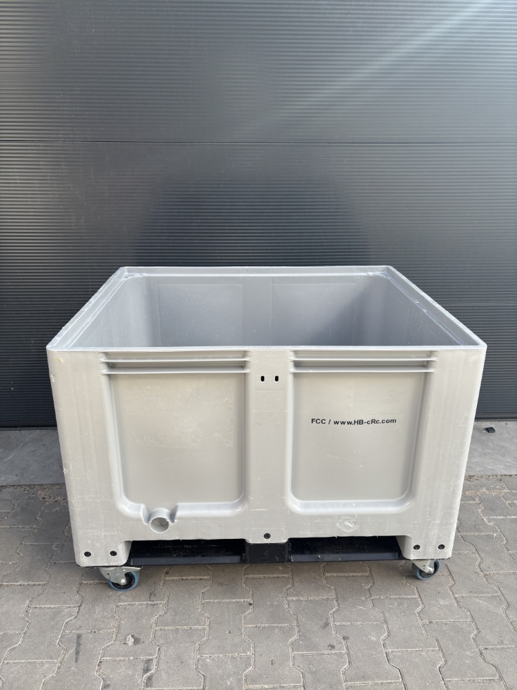 Palletbox kunststof op wielen, 1200x1000x950 mm - Gebruikt - Grijs
