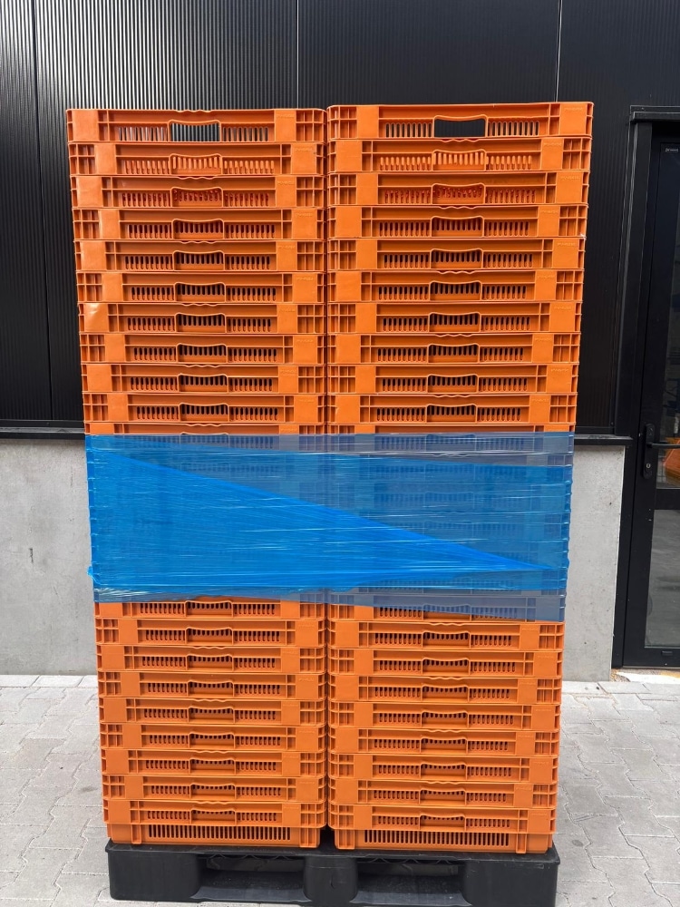 Palletdeal 100 stuks Kunststof kip krat oranje 600x400 - Gebruikt