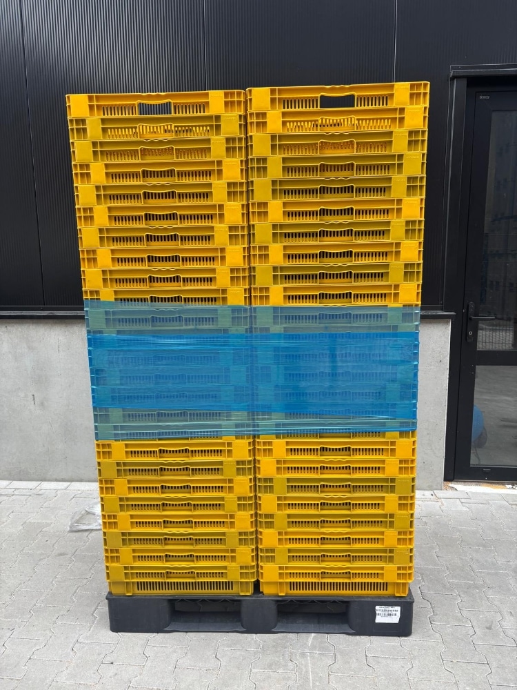 Palletdeal - Kunststof kip krat geel 600x400 - Gebruikt
