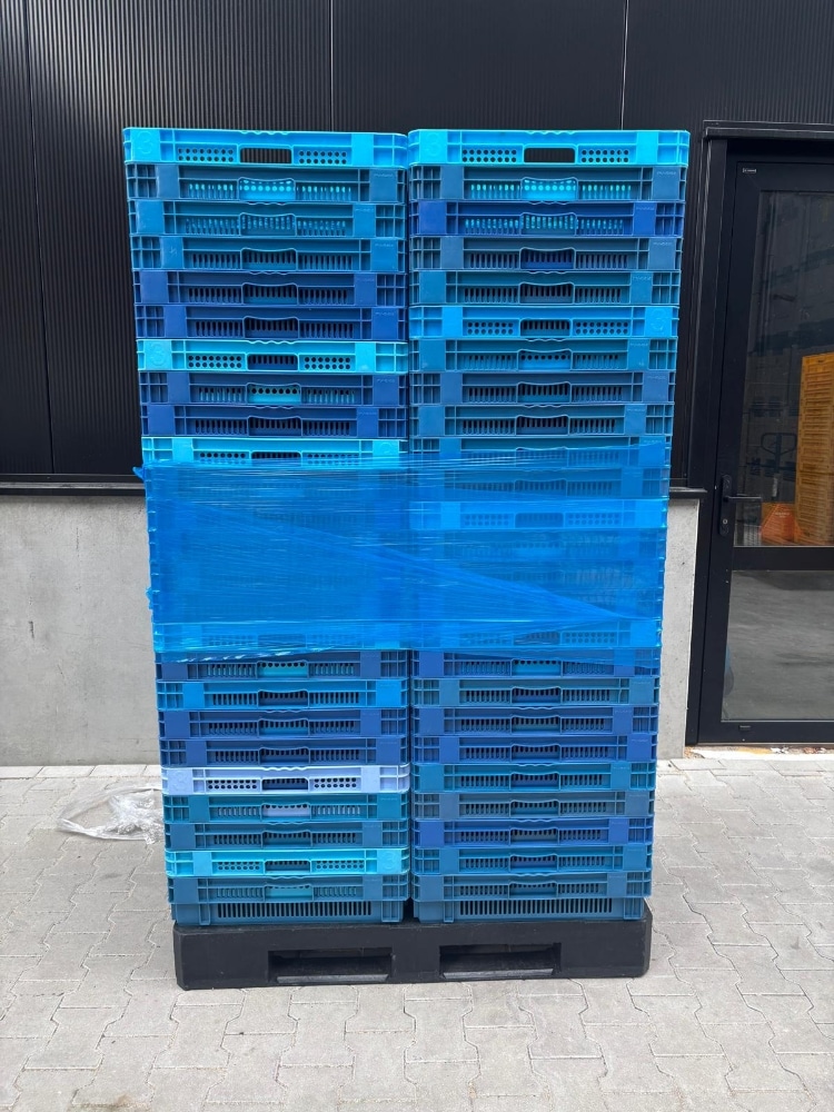 Palletdeal 100 stuks Kunststof kip krat blauw 600x400 - Gebruikt