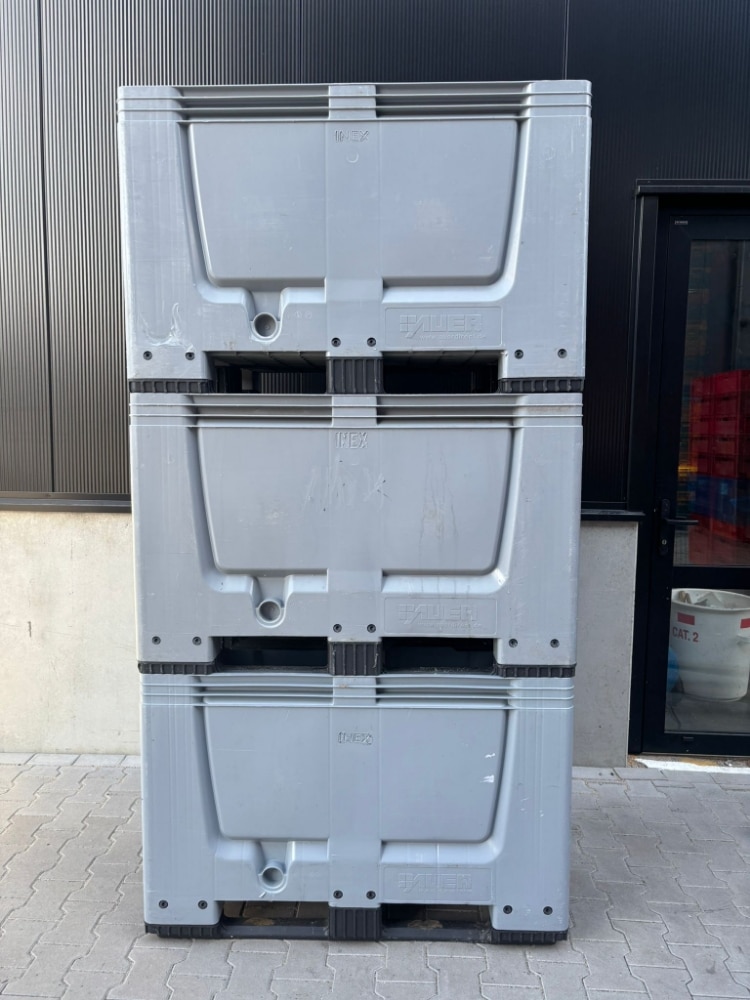 Palletbox kunststof, 1200x800x760 mm - Gebruikt - Grijs