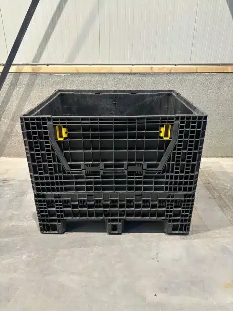 Heavy duty opklapbare Palletbox met sledes en deksel 1200×1000 - Gebruikt
