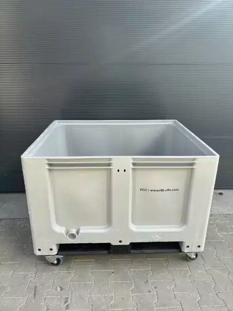 Palletbox kunststof op wielen, 1200x1000x950 mm - Gebruikt - Grijs