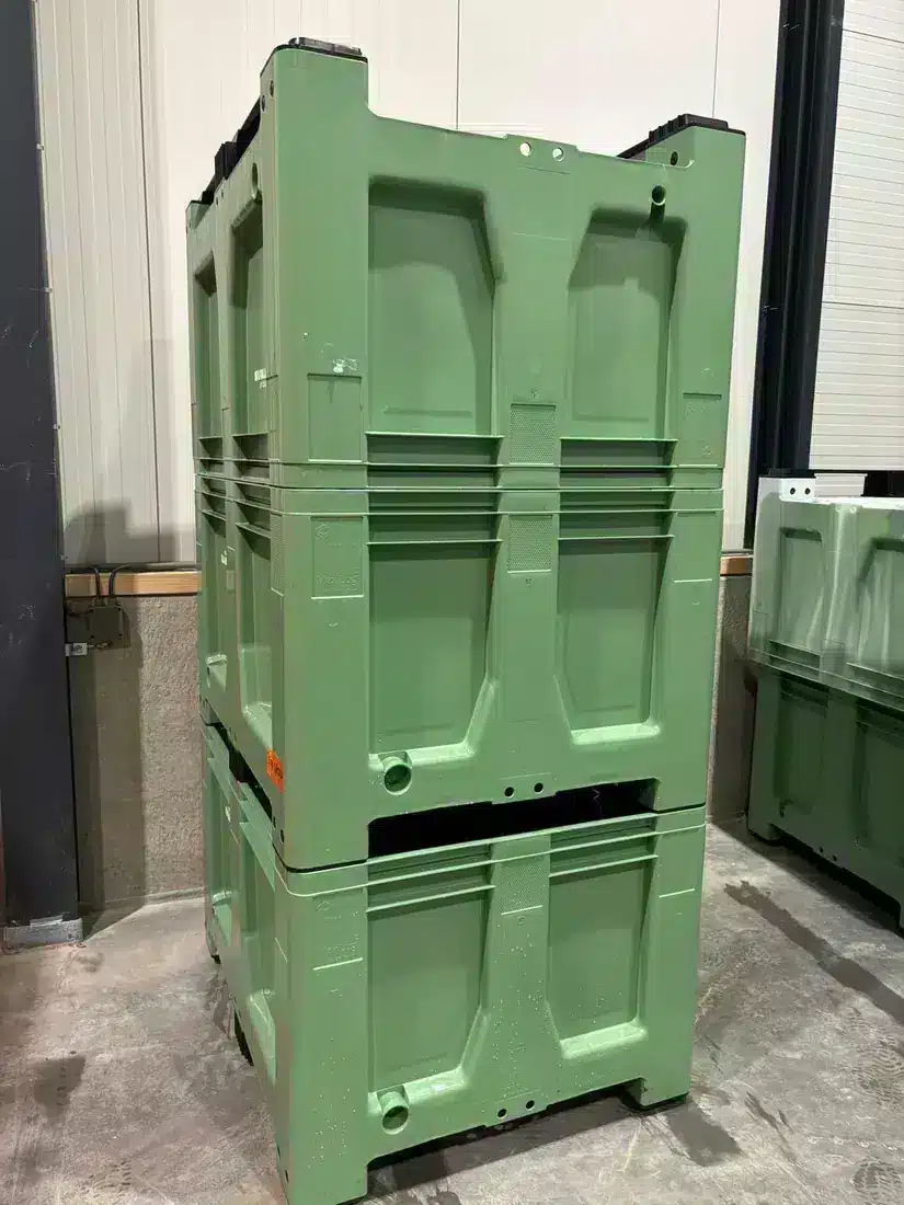Palletdeal 4 stuks Palletbox kunststof, 1200x1000x760 mm - Nieuw - Groen