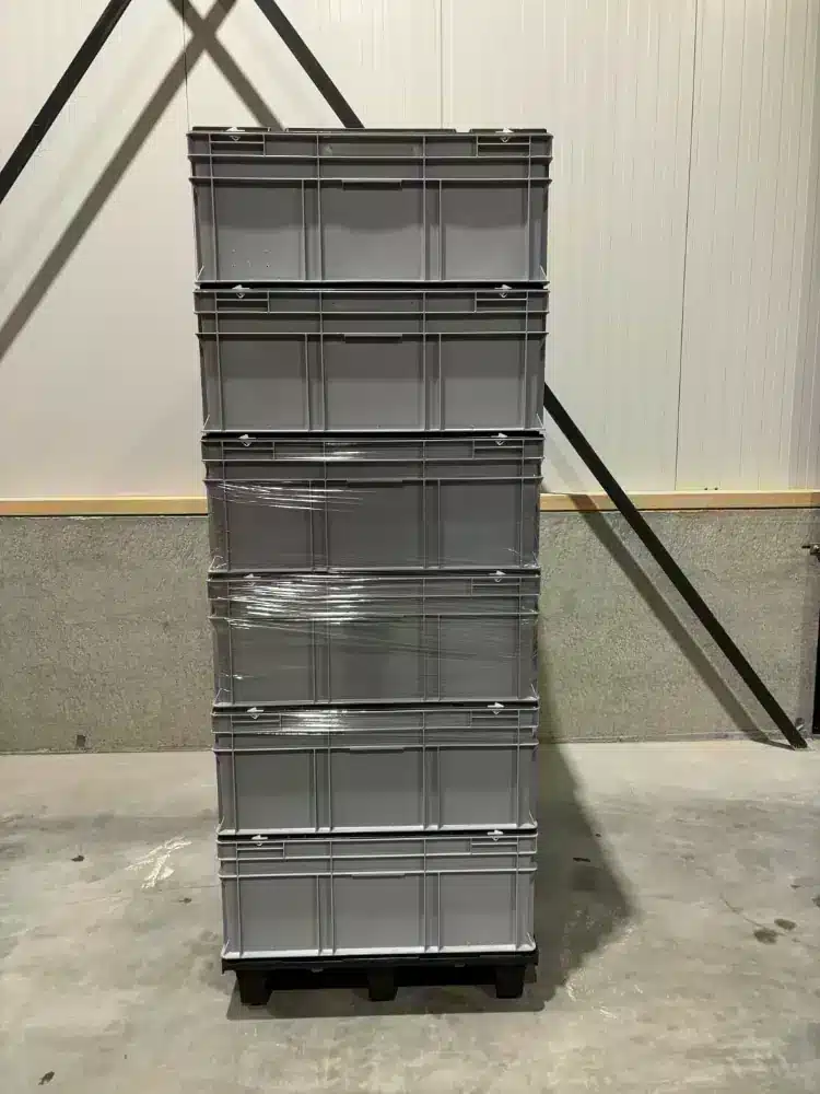 Palletdeal - Kunststof Eline euronorm stapelbak met deksel 600×800 Grijs - Gebruikt, foto 2